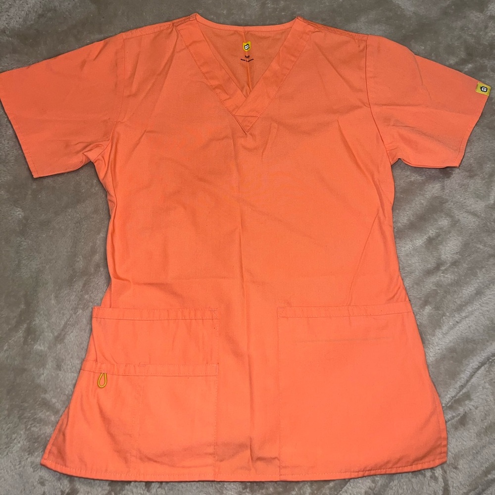 Neon Orange Wink Scrubs Top